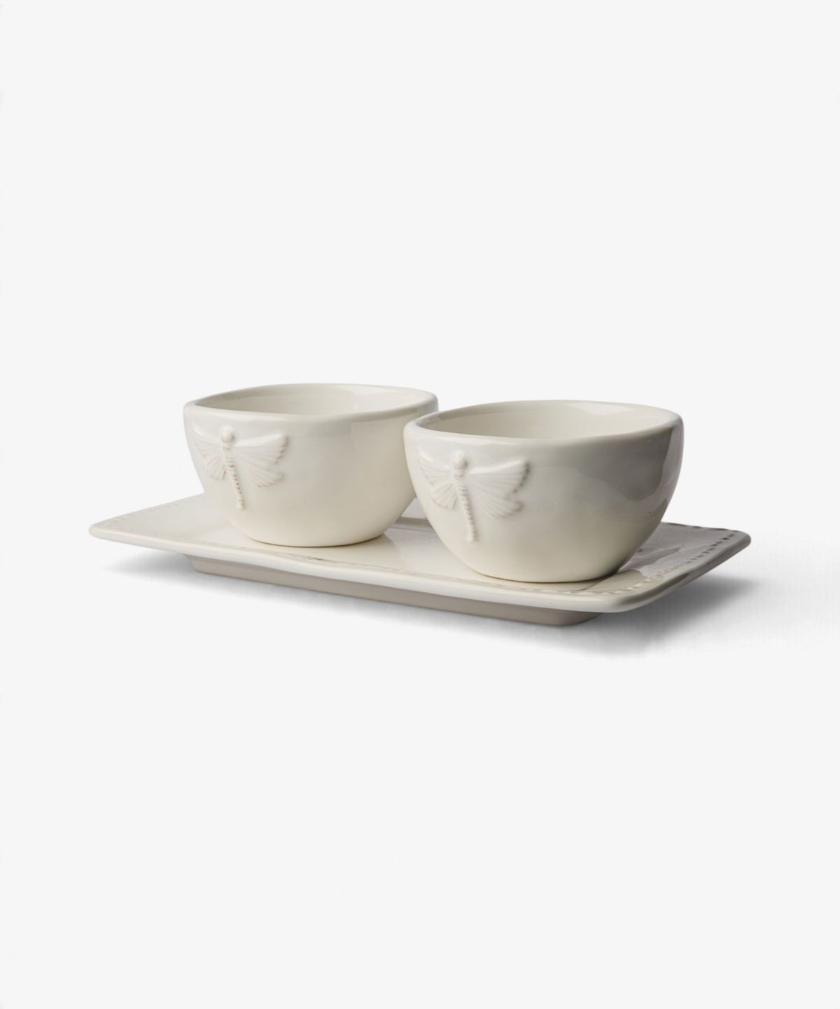 Dragonfly Stoneware White Condiment Set (3PC)