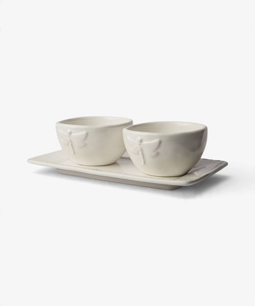 Dragonfly Stoneware White Condiment Set (3PC)