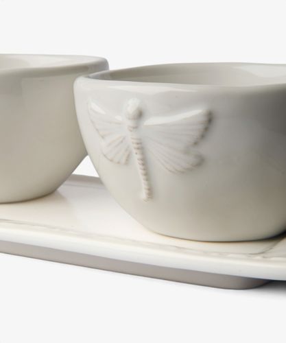 Dragonfly Stoneware White Condiment Set (3PC)