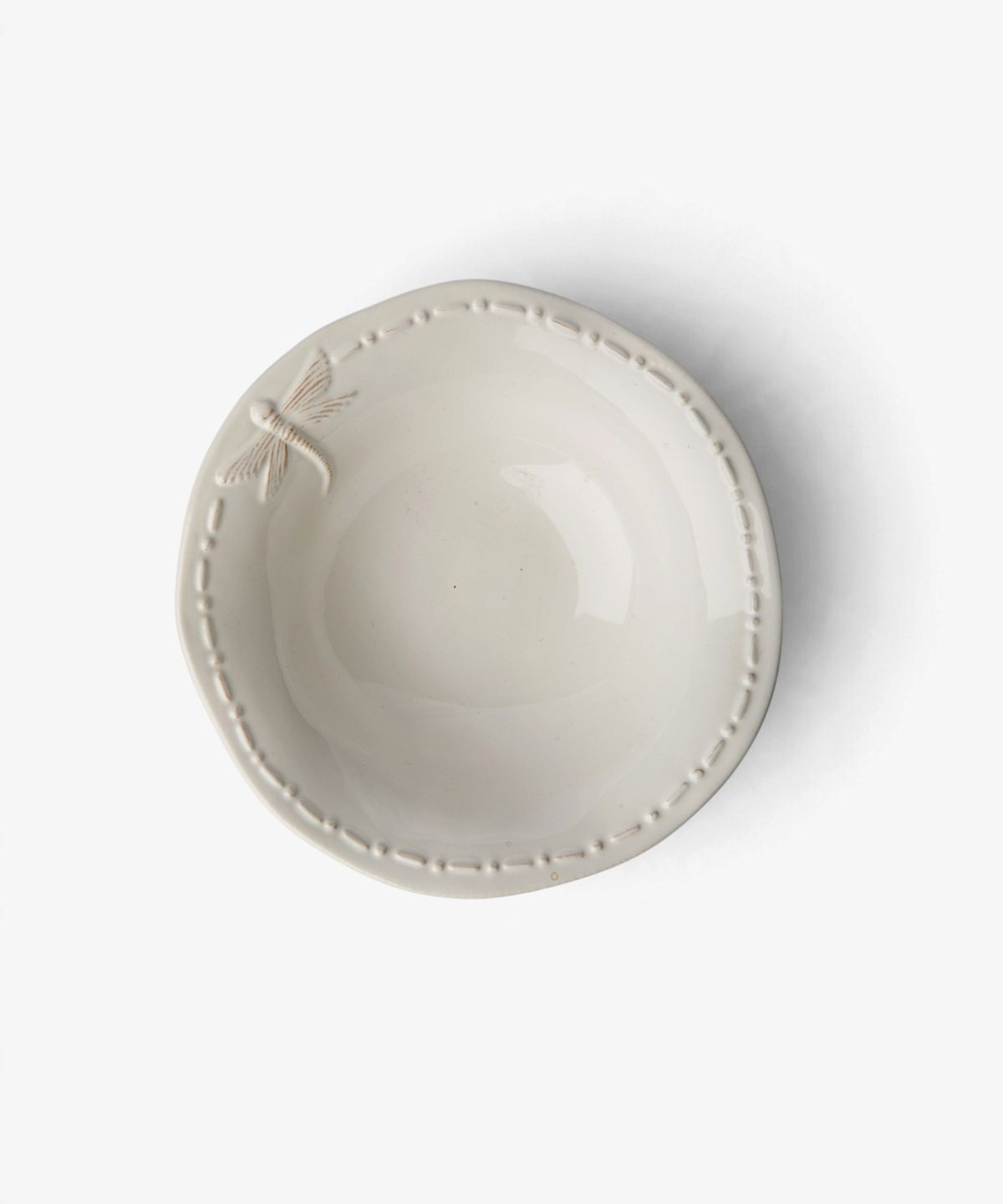 Dragonfly Stoneware White Cereal Bowl