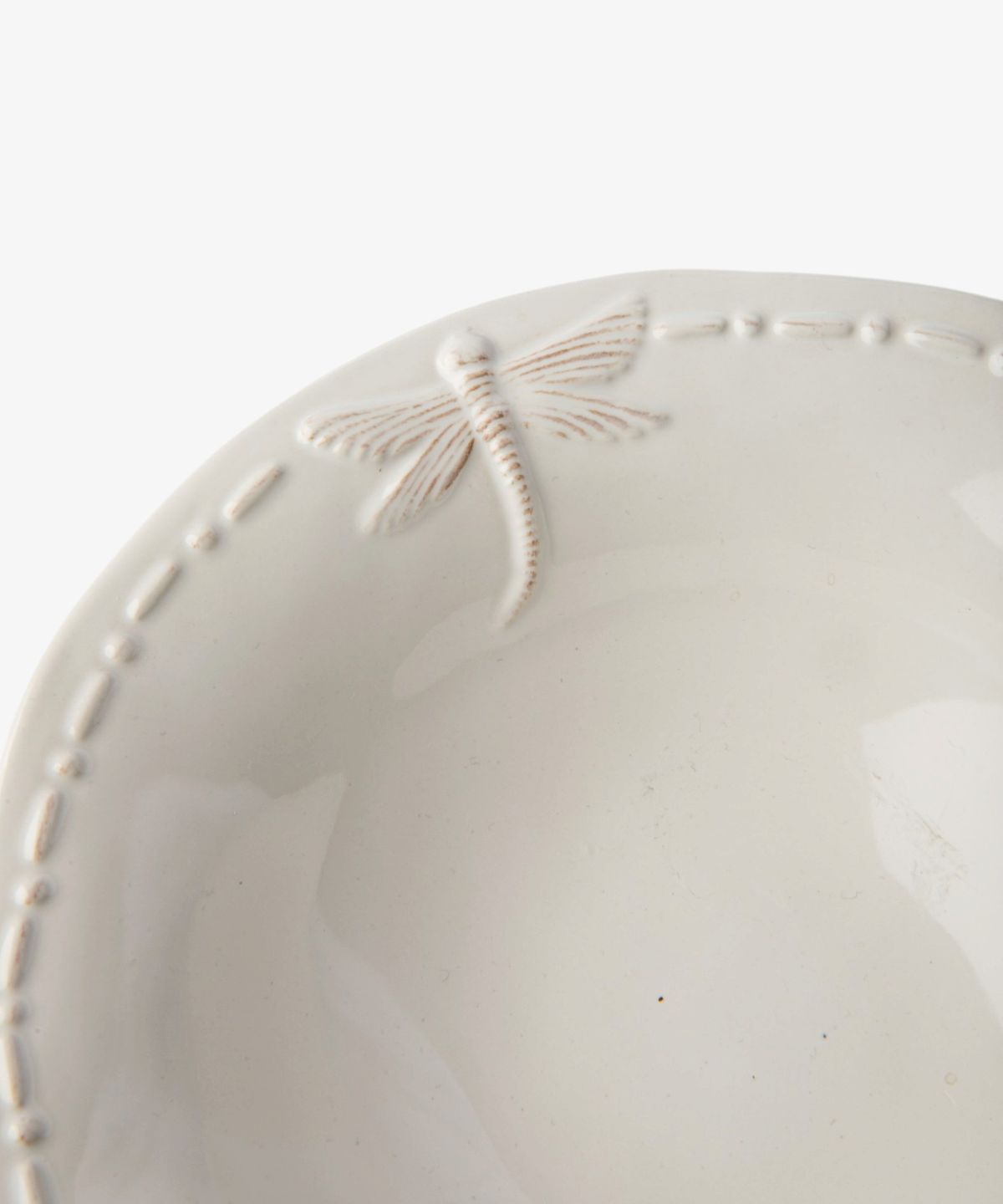 Dragonfly Stoneware White Cereal Bowl