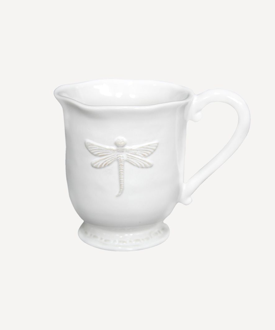 Dragonfly Stoneware White Mug