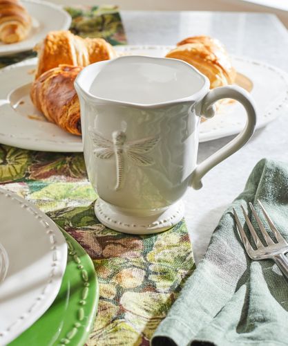Dragonfly Stoneware White Mug