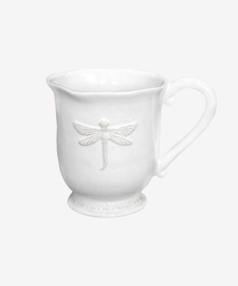 Dragonfly Stoneware White Mug