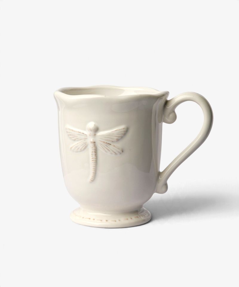 Dragonfly Stoneware White Mug