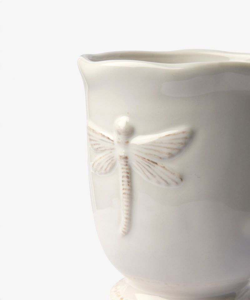 Dragonfly Stoneware White Mug
