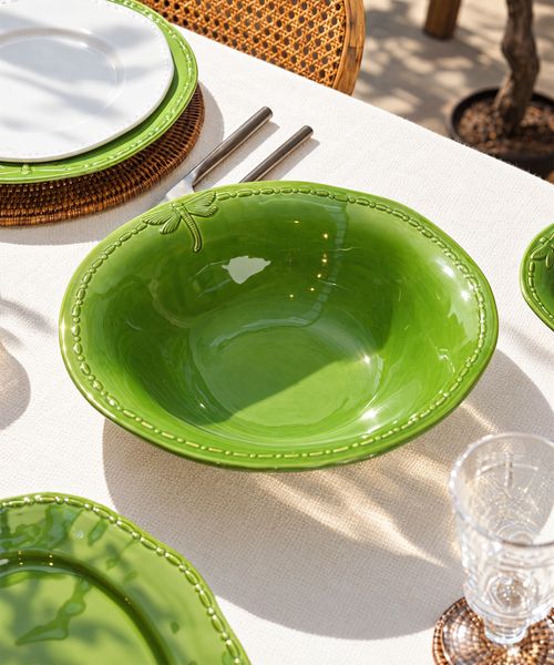 Dragonfly Stoneware Green Salad Bowl Small