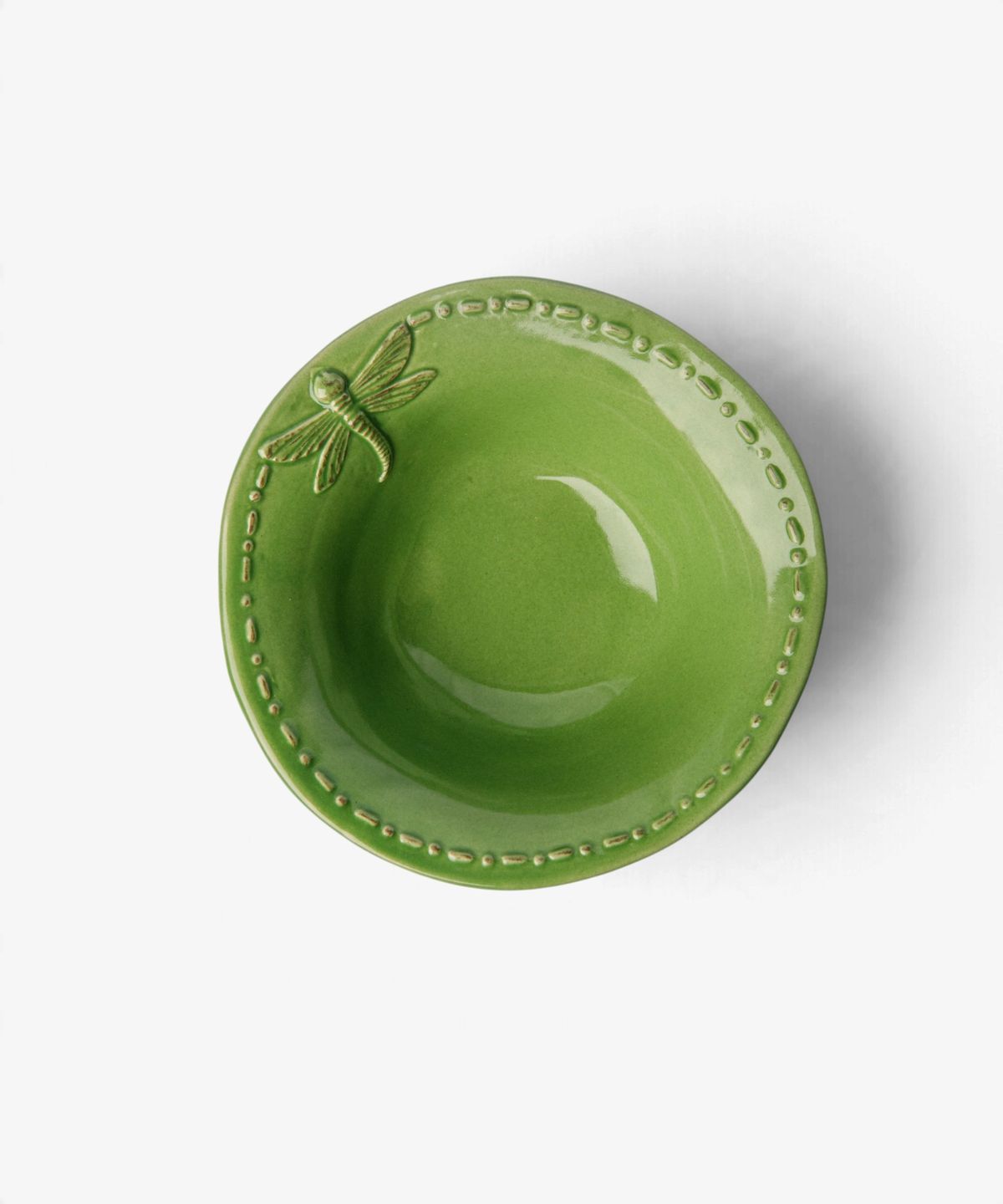 Dragonfly Stoneware Green Salt Bowl