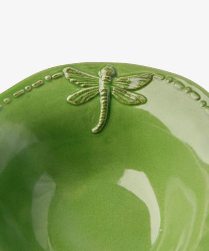 Dragonfly Stoneware Green Salt Bowl