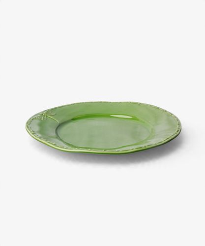 Dragonfly Stoneware Green Dinner Plate