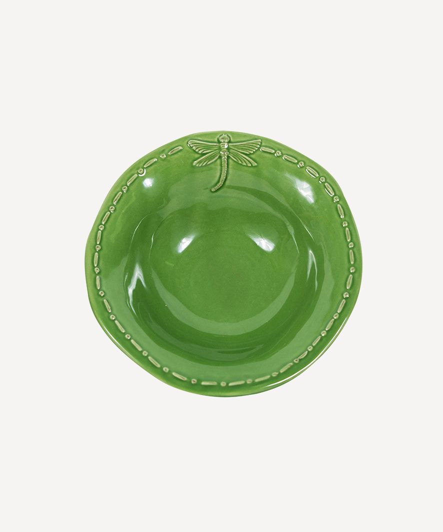 Dragonfly Stoneware Green Cereal Bowl