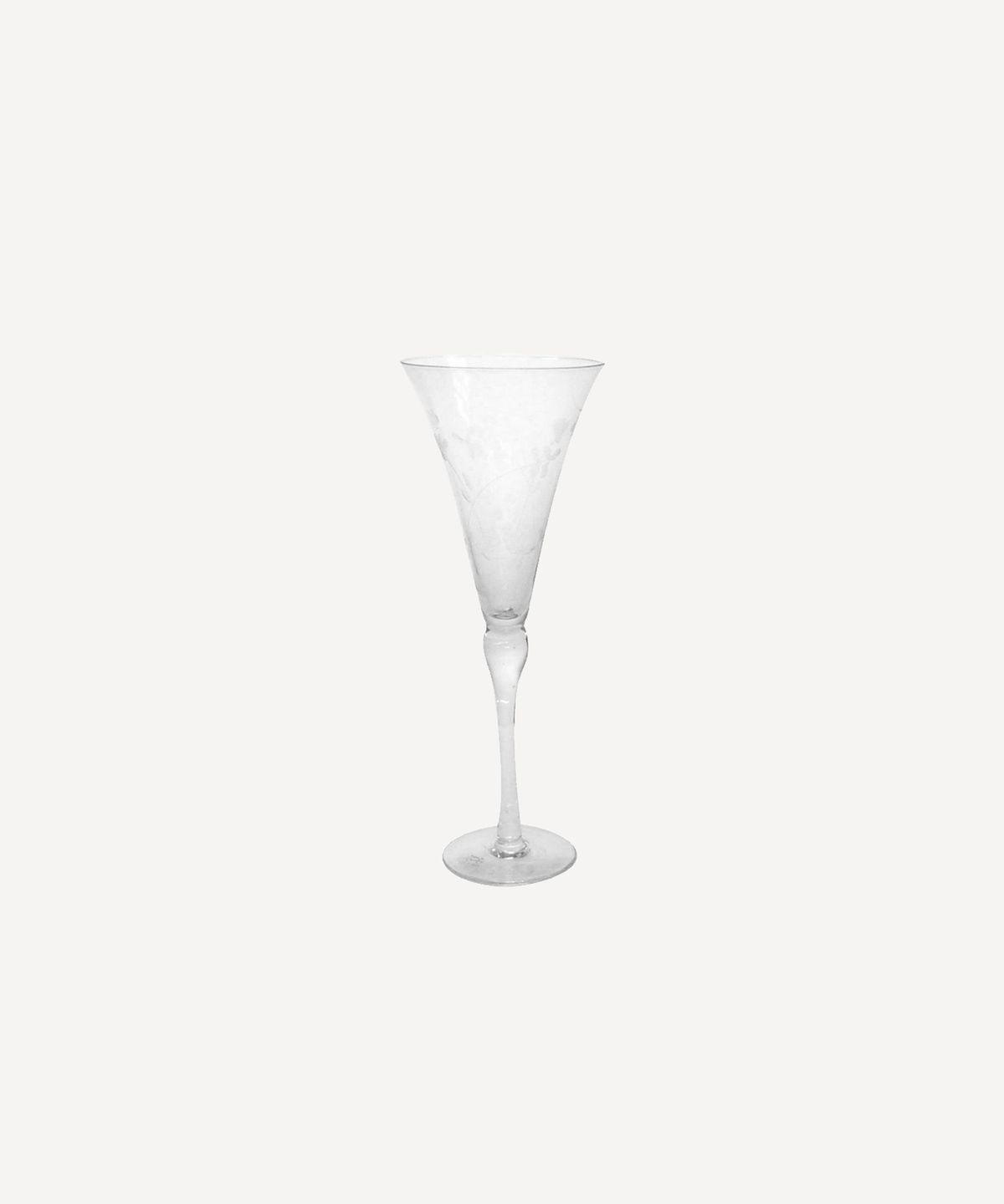Floral Etched  Tall Wine Glass Clear