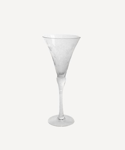 Floral Etched  Short Wine Glass Clear