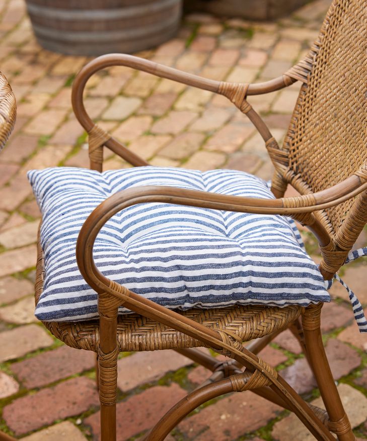 Striped Chair Pad Blue