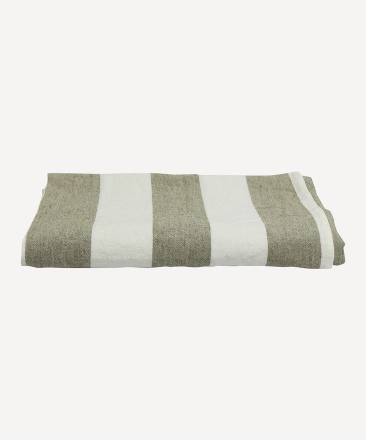 Striped Tablecloth Olive Large