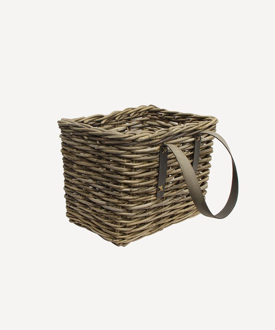 Grove Small Rectangle Magazine Basket with Leather