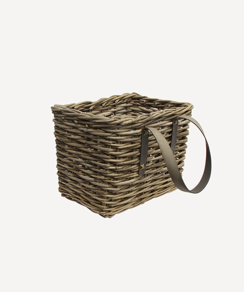 Grove Small Rectangle Magazine Basket with Leather
