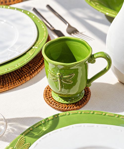 Dragonfly Stoneware Green Mug