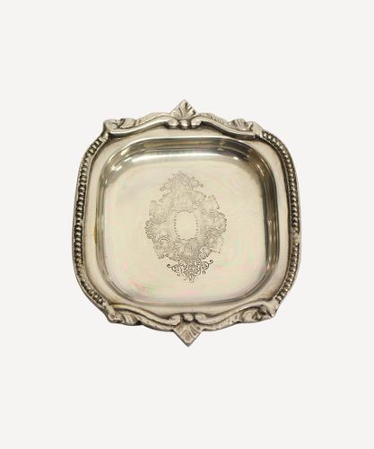 Small Square Silver Tray with Beading