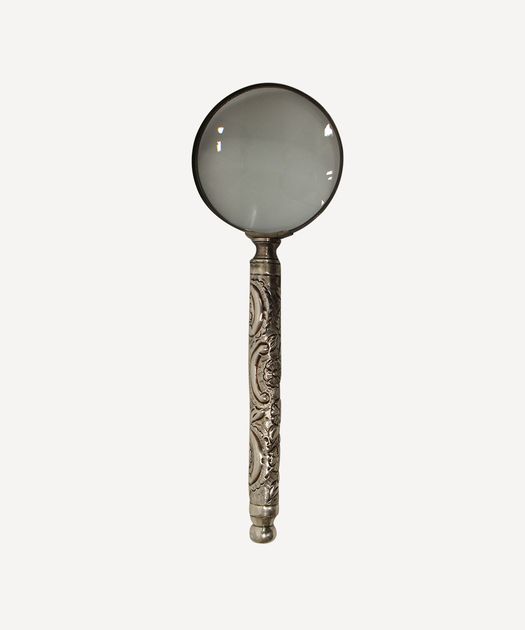 Embossed Antique Silver Magnifying Glass | French Country Collections