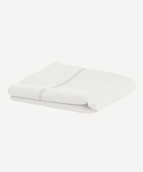Emilie Linen Flat Sheet Queen Ecru