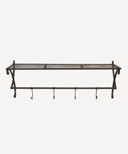 Metal Shelf with Hooks New Black