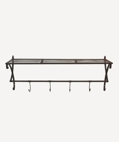 Metal Shelf with Hooks New Black