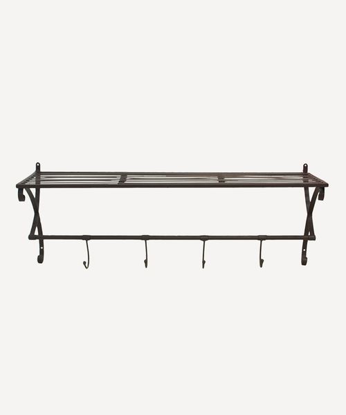 Metal Shelf with Hooks New Black