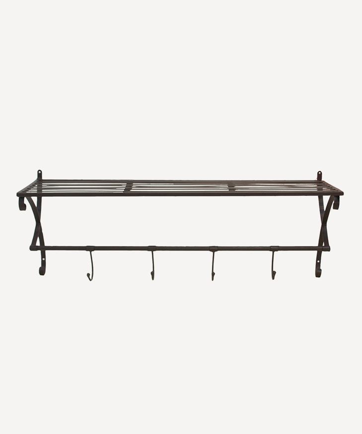 Metal Shelf with Hooks New Black