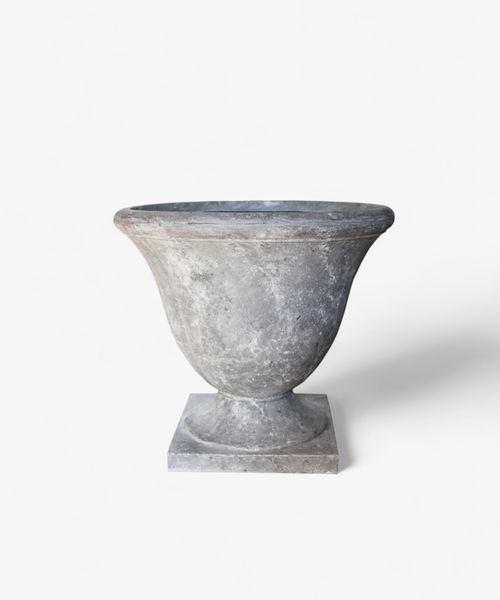 Footed Urn with Square Base Lava Raw Grey
