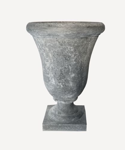 Small Bell Shape Urn with Base Lava Raw Grey