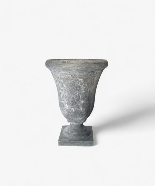 Small Bell Shape Urn with Base Lava Raw Grey