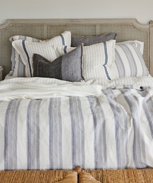 Capri Striped Linen Duvet Queen French Country Collections