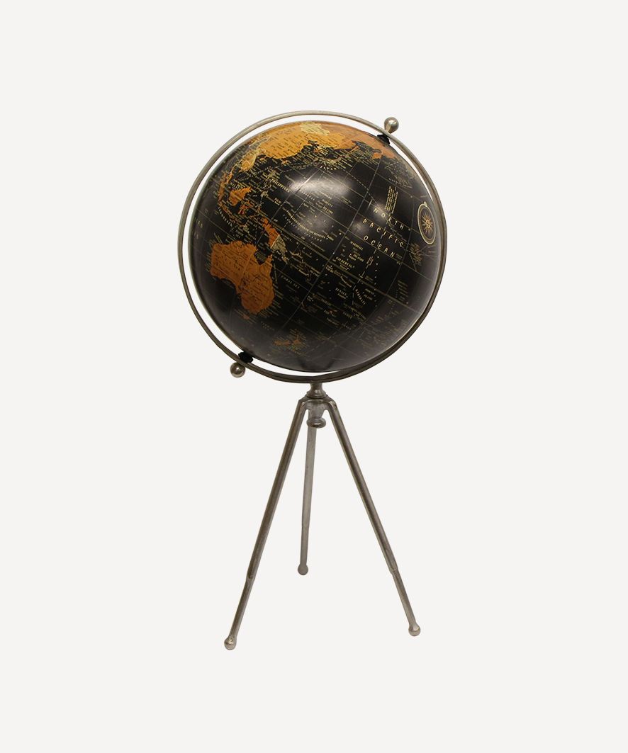 Large Black Globe on Stem Tripod Stand