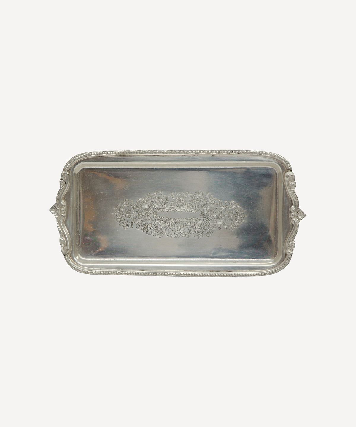 Rectangle Silver Tray with Beading