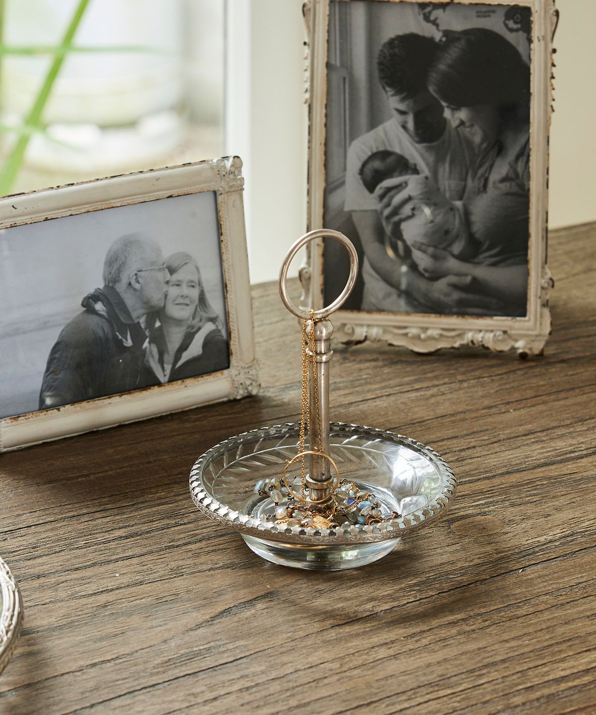 Cut Glass Ring Dish with Handle