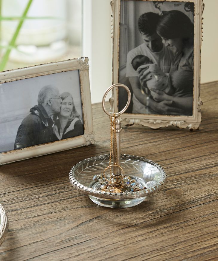 Cut Glass Ring Dish with Handle