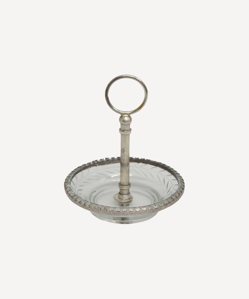 Cut Glass Ring Dish with Handle