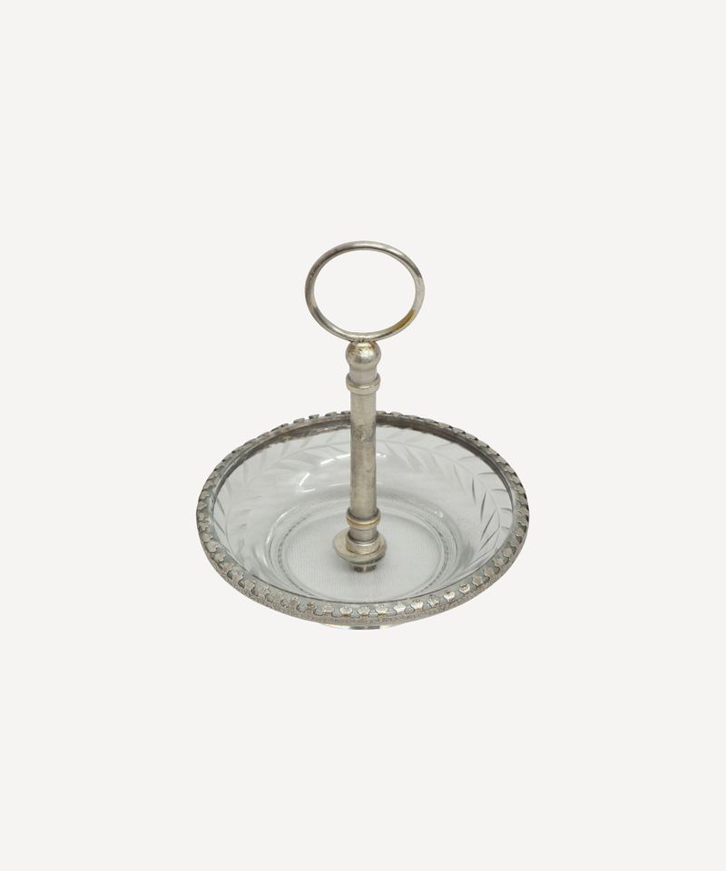 Cut Glass Ring Dish with Handle