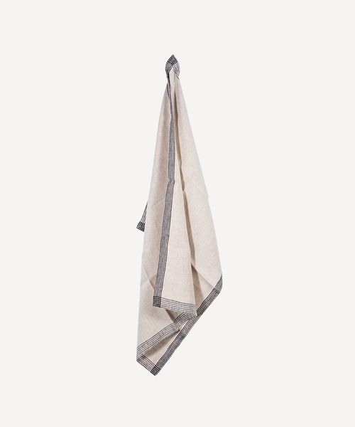 Woven Border Tea Towel Natural & Black
