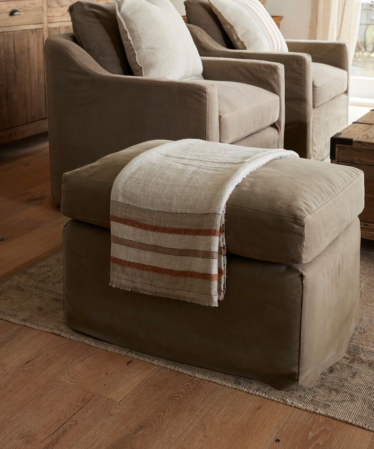 Herringbone Stripe Linen Throw Natural