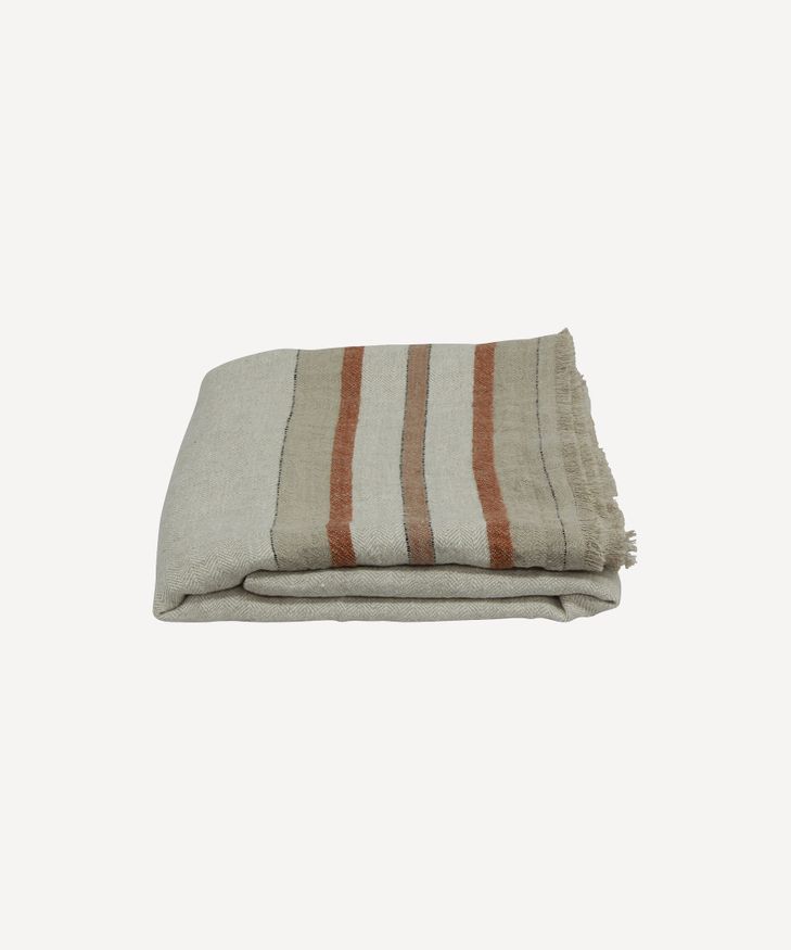 Herringbone Stripe Linen Throw Natural