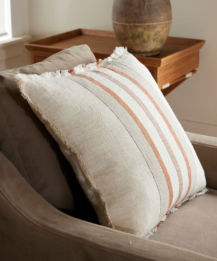 Herringbone Stripe Linen Cushion Cover Natural