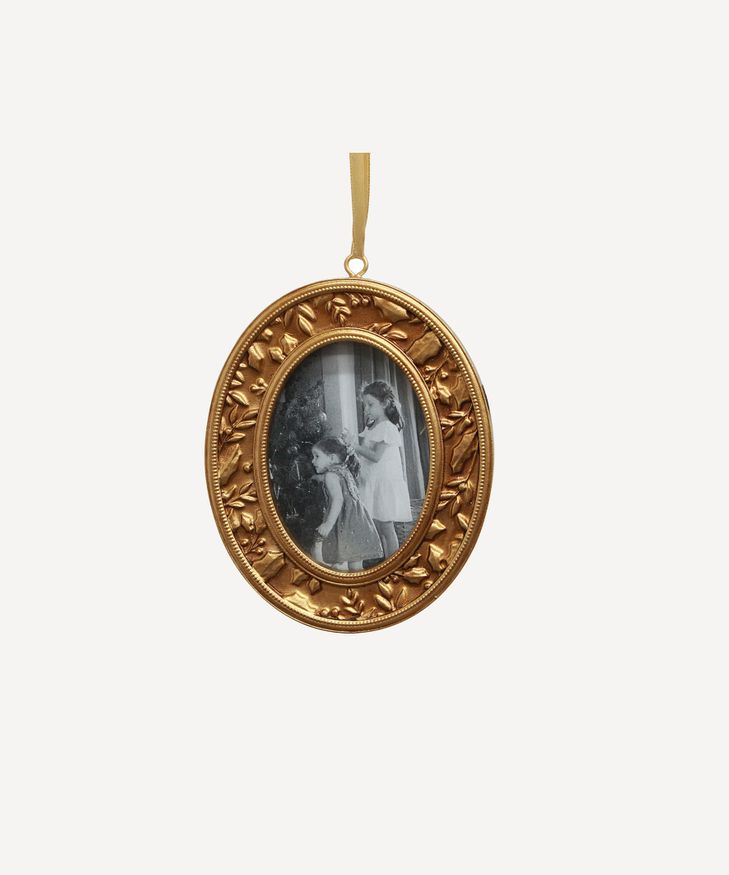 Holly Oval Gold Frame Hanging Decoration