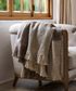 Beige Brown Plaid Fringe Throw