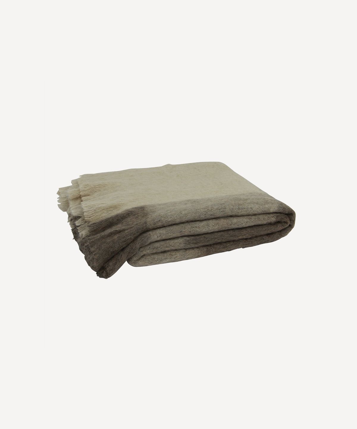 Beige Brown Plaid Fringe Throw