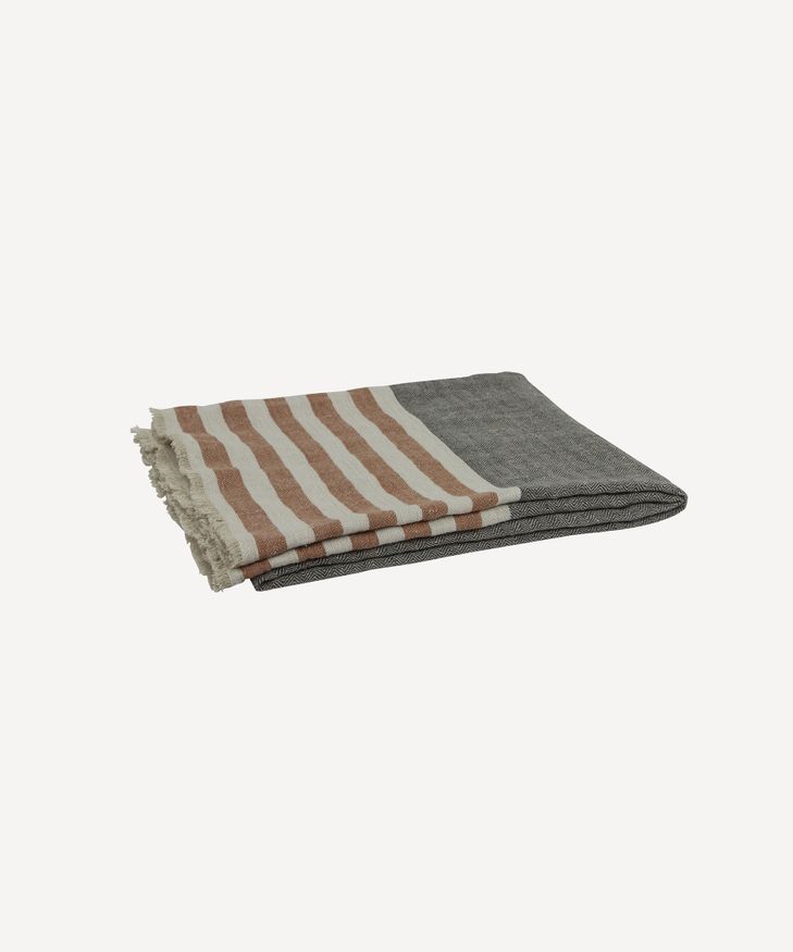 Herringbone Stripe Throw Black Spice