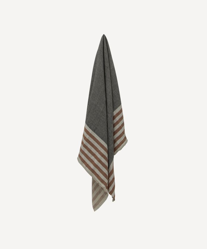 Herringbone Stripe Throw Black Spice