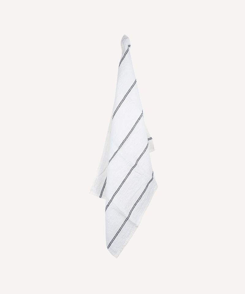 Woven Stripe Tea Towel Off-White & Black