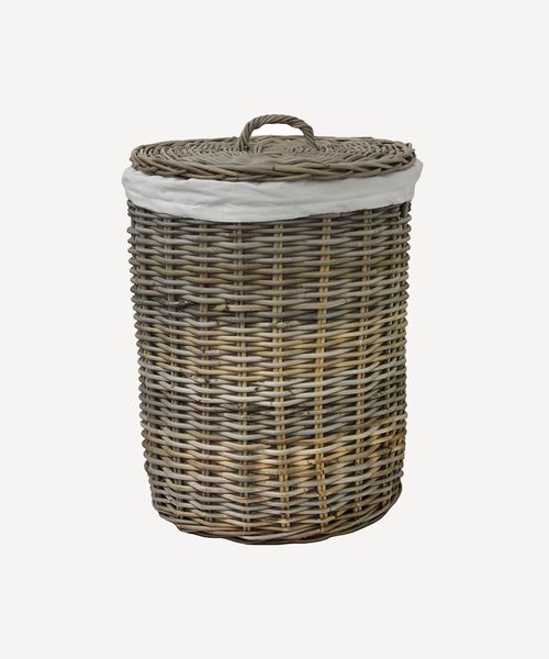 Round Rattan Laundry Basket Large
